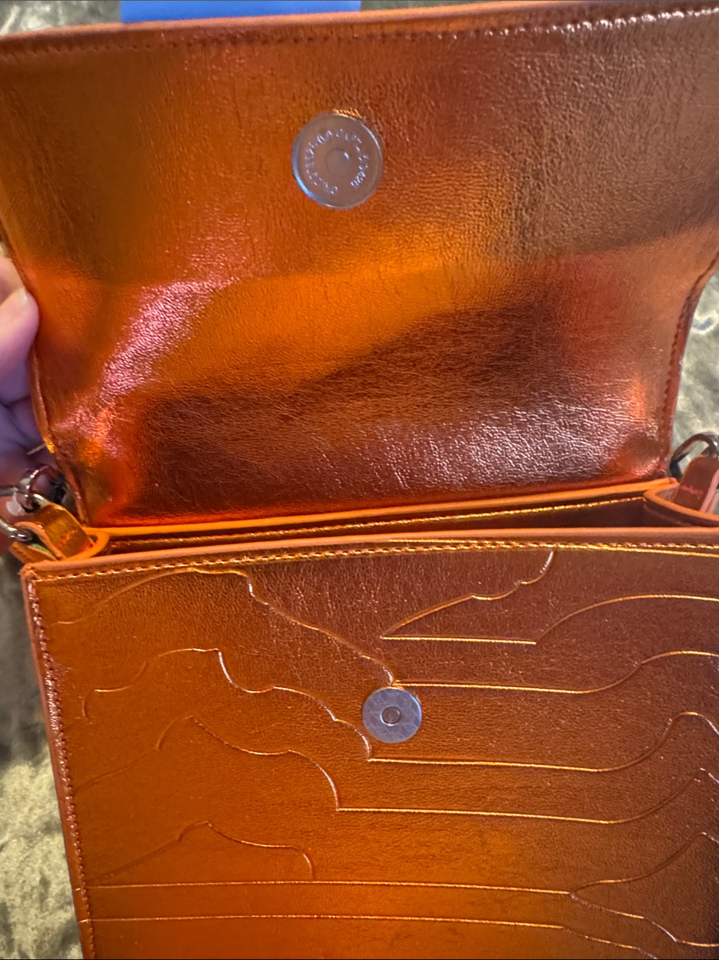 Urban Oufitters Metallic Orange Textured Crossbody Bag With Adjustable Strap — image 7 of 8
